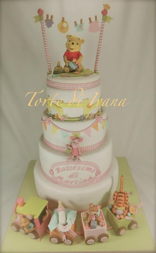 Winnie the Pooh Baptism Cake